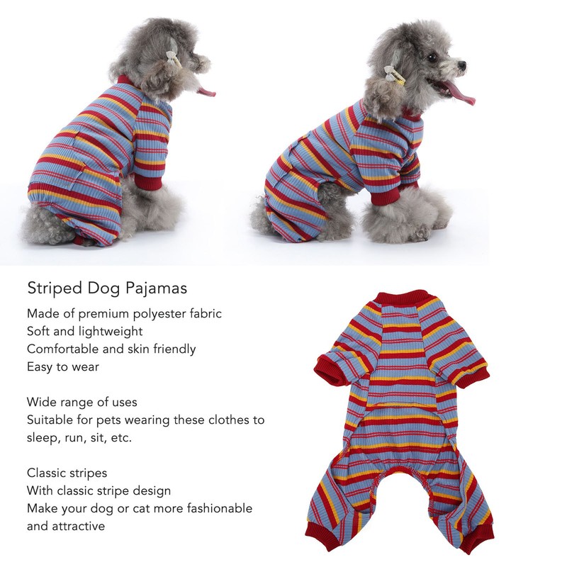 Striped Dog Pajamas Spring Stylish Classic Soft Breathable 4 Legged