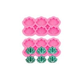 AMZTOART 2 moldes de loto para manualidades de resina epoxi, silicona, rosa, moldes de resina para pendientes