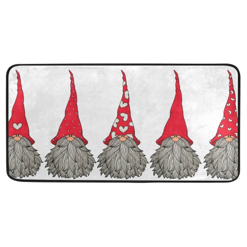 Kitchen Rugs Runner Cute Gnomes Christmas Pattern Doormat Bath Rugs