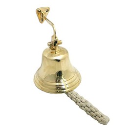 Ages Behind Fabrilla Brass Ship Bell Wall Mount, Dia 10 cm, Golden