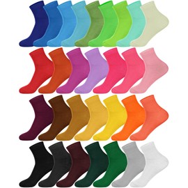 Foaincore 30 Pairs Women Crew Socks Solid Color Socks for Women Size 9-11 Cotton Socks Comfortable Women's Athletic Socks (Multicolor)