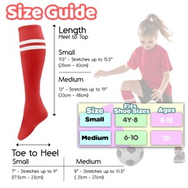 Winterlace Kids Soccer Socks, 6 Pairs for Boys Girls, Youth Knee High Athletic Sports Football Gym School Team Pack Children