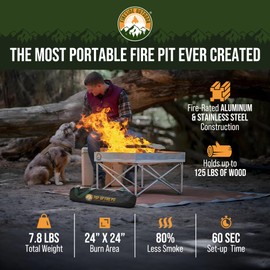 Fireside Outdoor Portable Fire Pit for Camping Fire Pit 24 Inch - Collapsible Pop Up Firepits for Outside, Portable Campfire Pits, Small Firepit for Outside, Weighs 7 lbs, Heat Shield NOT Included