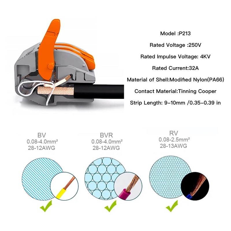 100PCS Compact Lever Wire Connectors Kit 2/3/4/5 Conductor Electrical Connectors