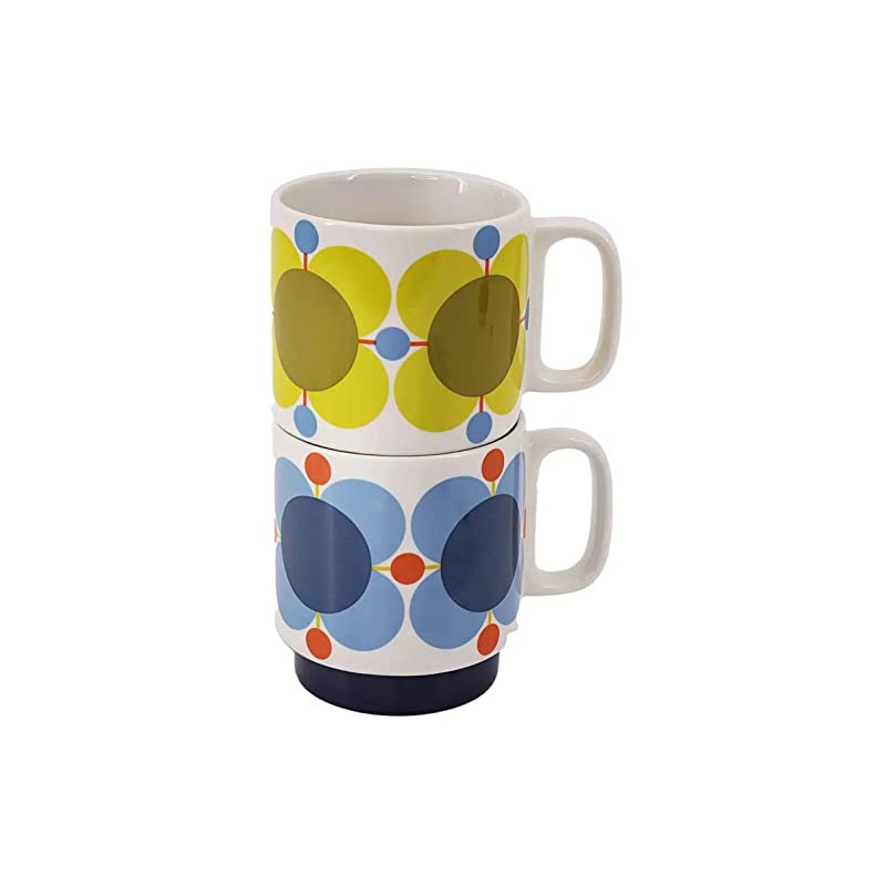 Orla Kiely Set of 2 Stacking Mugs Atomic Flower Sky
