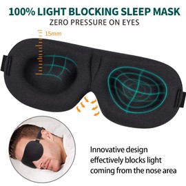 Sleep Mask for Back and Side Sleeper, 100% Block Out Light, Eye Mask Sleeping of 3D Night Blindfold, Ultralight Travel Eye Cover