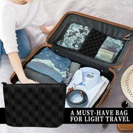 ADQWIOVL Cosmetic Bag Makeup Bag, Birthday Gifts for Women Mom, Cute Canvas Toiletry Bag, Durable Travel Toiletry Makeup Organizer Zipper Pouch, Lipstick Pouch, Black Grey Diamond