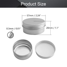 Othmro 12Pcs Metal Round Tins 1.7oz Aluminum Cans 50ml Refillable Containers With Screw Lid for Salve Spices Lip Balm Tea Candies Silver 5728mm