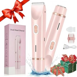 Electric Hair Trimmer Set, 1 Box 2 in 1 Waterproof Hair Trimmer Cordless & Accessories, Rechargeable Hair Trimmer, Women's Electric Bikini Shaver Trimmer Set, Trimmer Machine, Personal Care Appliances, Winter Gift