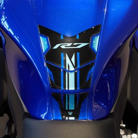 Resin Bike Motorcycle 3D Stickers Compatible with Yamaha YZF R7 2021-2024 Icon Blue. Bike Tank Protector from Impact and Scratches. Sticker 3D Resin Gadget Moto