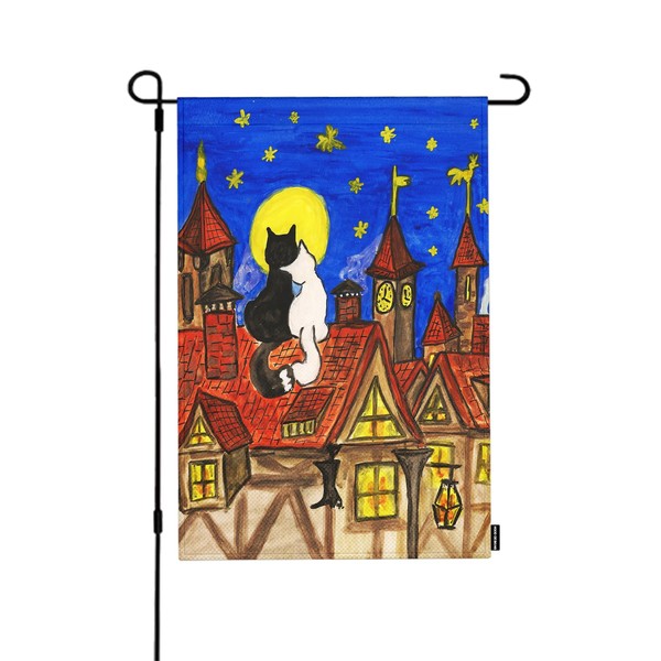 HGOD DESIGNS Two Cats Garden Flag Double Sided Valentines Day