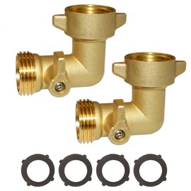 Byttlerom Copper 90 Degree Hose Elbow Adapter with Shut-Off Valve for Garden Hose 3/4 Inch US Connection