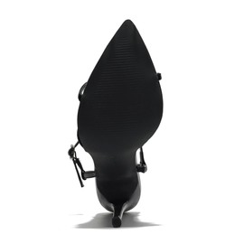 Emylee Cape Robbin Strappy Heels - Slingback Sandal Heels - Pointed Toe, Black, Size 5.5