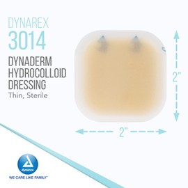 Dynarex DynaDerm Hydrocolloid Dressing, Sterile Moist Bandages Used for All Kinds of Wound, 2" x 2", Thin and Latex-Free, Pack of 20