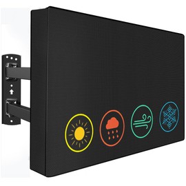 Waterproof Outdoor TV Covers for 55 to 58 inches Outside TV, 600D Thick Fabric TV Screen Protector Cover with Remote Control Pocket - Size 55''W x 35''H x 5.5''D