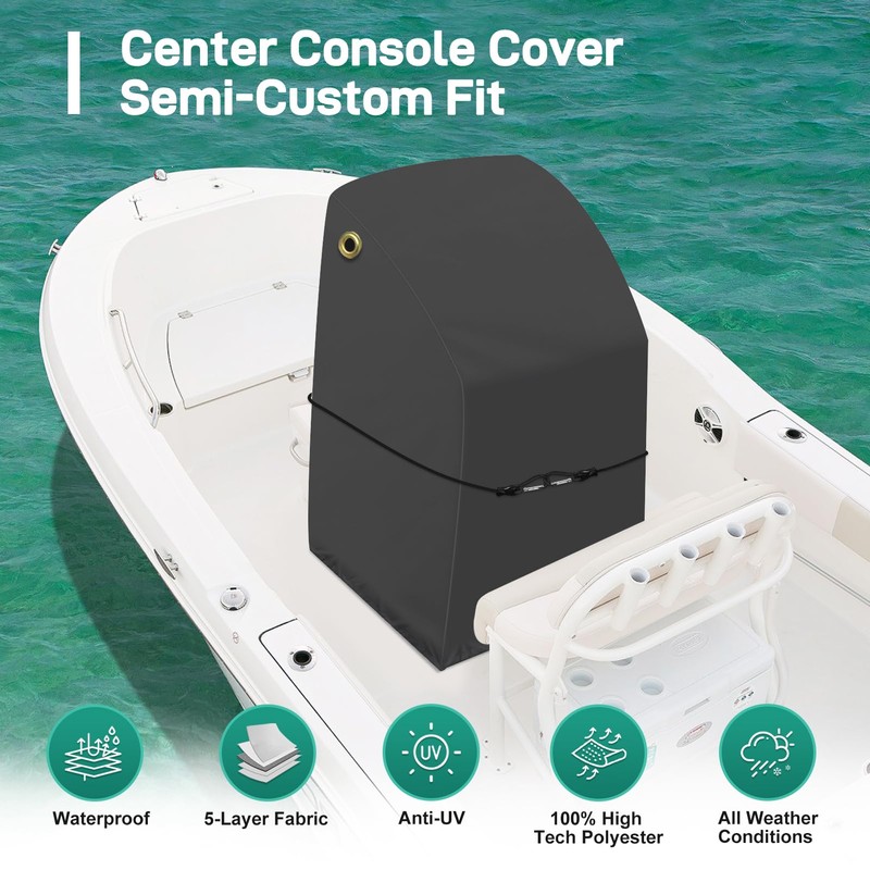 Caminor Boat Console Cover - 1200D Waterproof, Windproof Elastic Strap,