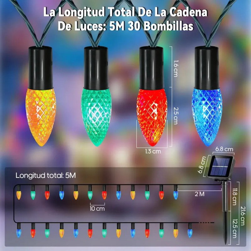 Serie de Luces Solares Goodea para Exterior, 7 m con