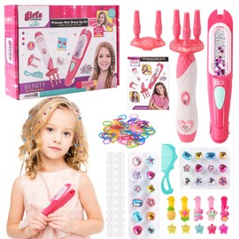 Herefun Hair Braiding Machine Girls Set, DIY Braiding Aid Hair with Hair Beads, Automatic Hair Braider, Hair Bedazzler Kit, Hair Accessories Toy Gift for Girls Children from 5-12 Years
