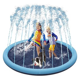Dog Pool Paddling Pool for Pets,Foldable Sprinkle and Splash Water Play Mat,Fun Backyard Fountain Play Mat for Baby Girls Boys Children or Pet Dog (100cm/39.3in)