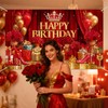 Mocsicka Red and Gold Birthday Banner(Red, 70.8 x 43.3 Inch)