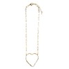 Gold Heart Necklace 18k - Large Hammered Open Irregular Heart