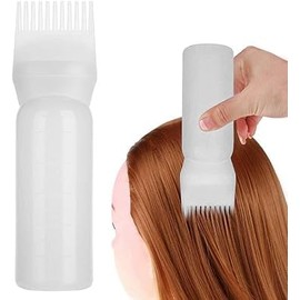 White Brush Bottle with Comb, Shampoo Hair Color Hair Dyeing Bottle, Oil Applicator Bottle for Hair, Applicator Brush Bottle for Roots Professional Process Coloring and Highlighting Tools