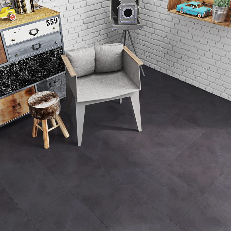 FunStick 15 Pcs Charcoal Grey Peel and Stick Floor Tile
