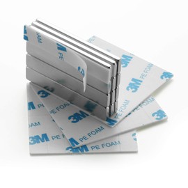 rhinocats Strong Magnets, Neodymium Magnets, Double Sided Tape, Cuboid 2.4 x 0.4 x 0.1 inches (60 x 10 x 3 mm), Set of 12