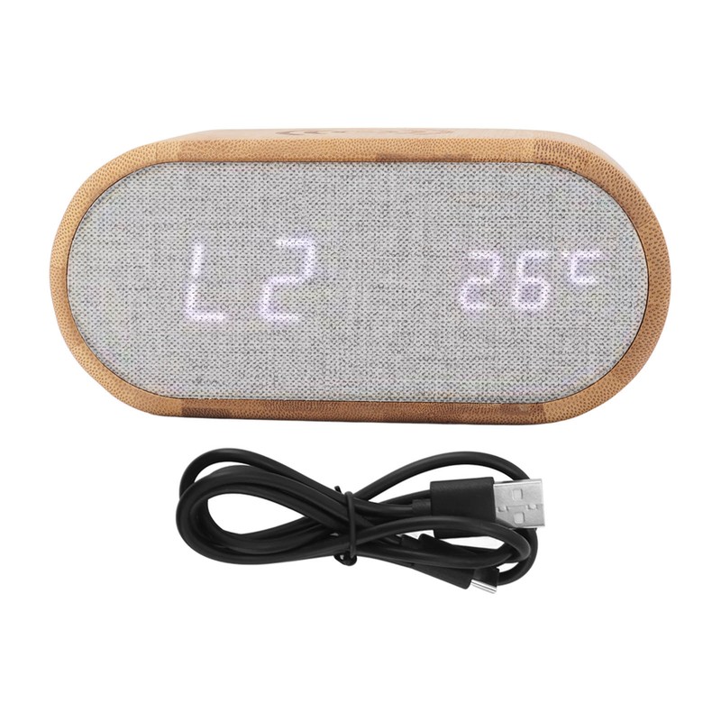Wooden Alarm Clock USB Wireless Charging Wood LED Digital Display