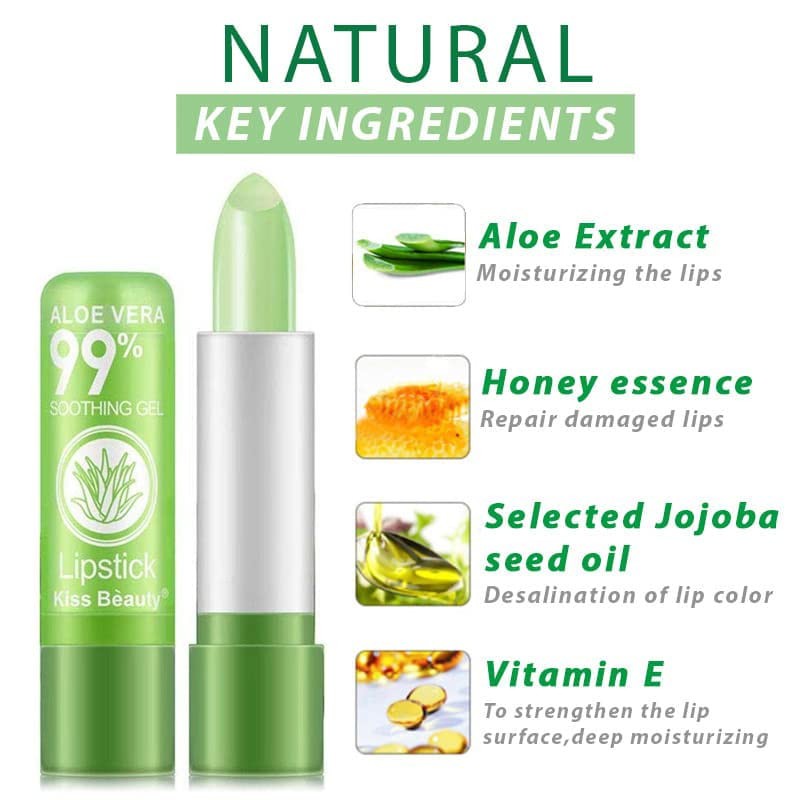 5 Pack Aloe Vera Color Changing Lipstick, 24 Hours Long