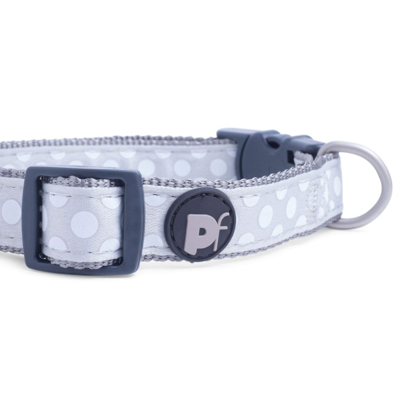 Petface Tonal Dots Print Dog Collar, Large, Light Grey