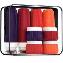 Mrsdry Travel Bottles for Toiletries 8 Pack, Tsa Approved Travel Size Toiletries 3 oz, Travel Containers for Toiletries, with Clear Bag, Leak Proof Silicone Squeezable Travel Essentials Creams Jars