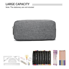 Della Gao Small Pencil Case Large Capacity Pencil Pouch Marker Pen Bag Coin Pouch Office Stationery Organizer (Grey)