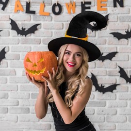 Moerstar Halloween Witch Hat, Velour Style, Cosplay, Halloween Hat, Party Goods, Wizard Hat, Triangle Hat, Small Devil, Witch Hat, Costume, Cosplay, Photography, Events, Adults, Children, Unisex