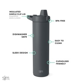 Simple Modern Filtered Water Bottle | Insulated Stainless-Steel Carbon Filter Travel Water Bottles | Reusable for Clean Drinking Water On The Go | 24oz, Graphite