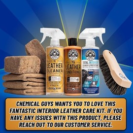 Chemical Guys Kit Completo Limpiador y Acondicionador de Cuero con Interior Total, para Coche, Casa, Oficina y Más (Funciona en Cuero Natural, Faux Le