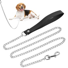 Dog Chain Lead, 118 cm Dog Chain Lead, Metal Chains Lead, Dog Chain, Chain Lead for Dogs, Dog Chain, Dog Lead Metal - Black + Silver