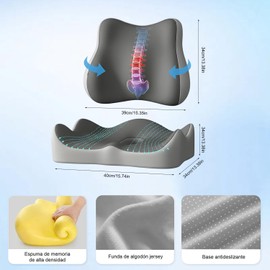 Soporte Lumbar para Silla de Oficina,Cojin para Silla de Oficina con Memory,Alivio para Cojin para Coxis y Ciatica Lumbar,Cojin Ergonomico Silla Oficinas,para Coche,Silla de Ruedas