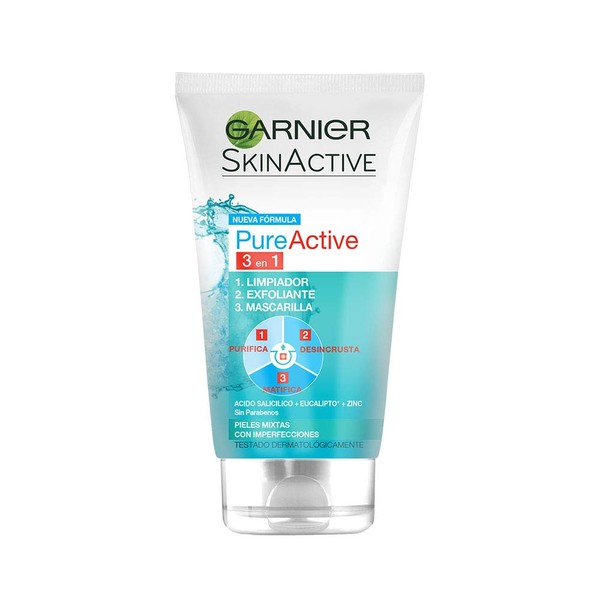 Garnier PureActive 3 en 1 Anti-Imperfecciones con Arcilla, 150ml -