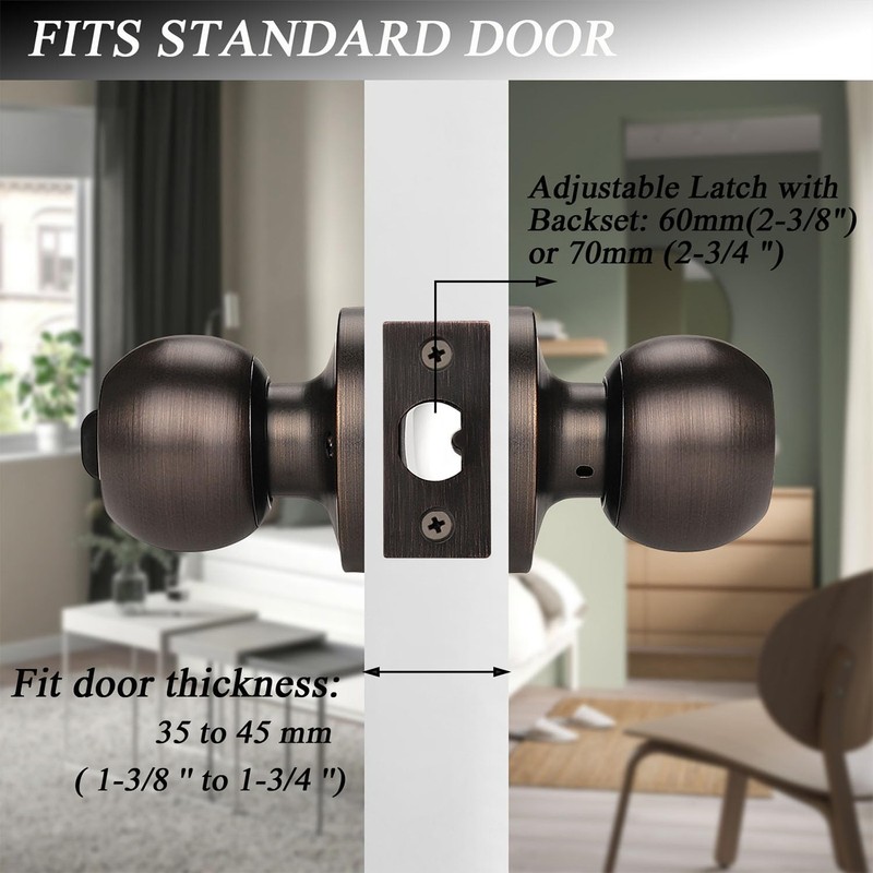Probrico Keyed Alike Door Knob Locks, Exterior Door Handles, Front