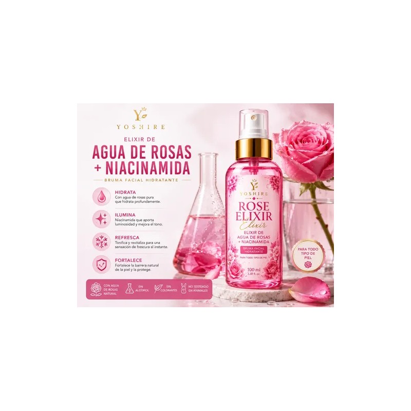 Tónico Facial Agua De Rosas Y Niacinamida Hidratante