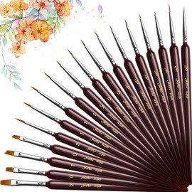 Golden Maple Detail Paint Brush Set,18 PCS Artist Miniature Paint Brushes Model Brushes Micro Detail Brushes for Small Scale Models 40k DND Paint by Numbers Acrylic Watercolor for Adults