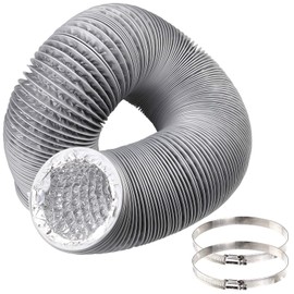 Dryer Duct Hose 4 inch by 12 Feet, Abuff Flexible 4-Layers Aluminum Dryer Vent Tube Transition Duct with 2 Screw Clamps Great as HVAC Duct, Clothes Dryer Duct, Air Duct
