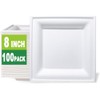 GreenWorks 100 Count 8 Inch Square Compostable Plates, Heavy Duty