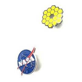 NASA Two Pack Meatball Logo & JWST James Webb Space Telescope Metal Pin Badge Space Exploration USA