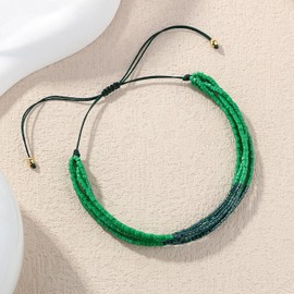 KELITCH Miyuki Beaded Bracelets Multi Strands Bracelets Adjustable Bohemian Style Charm Bangles (Green 1G)