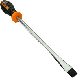 AERZETIX - C45676 - Screwdriver flat classic 8x200mm for slotted screws - magnetic tip - non-slip bi-material handle - steel blade/CR-V/