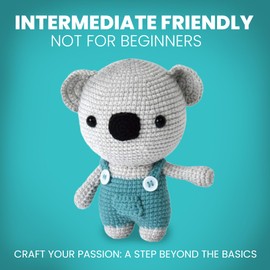 Olikraft Amigurumi para adultos y niños - Proyectos de animales intermedios con suministros de kit de punto y ganchillo, perfecto para manualidades de animales de peluche y regalo (Koala)