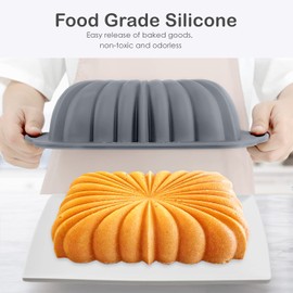 Molde de silicona para pan con diseño acanalado, molde de silicona antiadherente de grado alimenticio de Chicrinum para pan casero, pasteles, marco reforzado de metal, resistente, última intervensión de BPA, apto para lavaplatos
