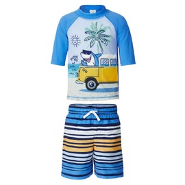 Saint Eve Toddler and Kids Swim Rash Guard UPF 50 Sun Protection 2-Piece Set for Boys and Girls - Shark, 2T